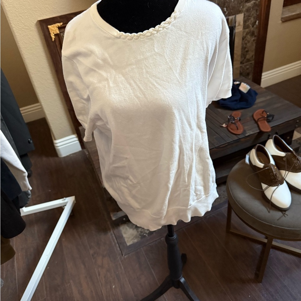 Lands' End Classic White Short Sleeve Top